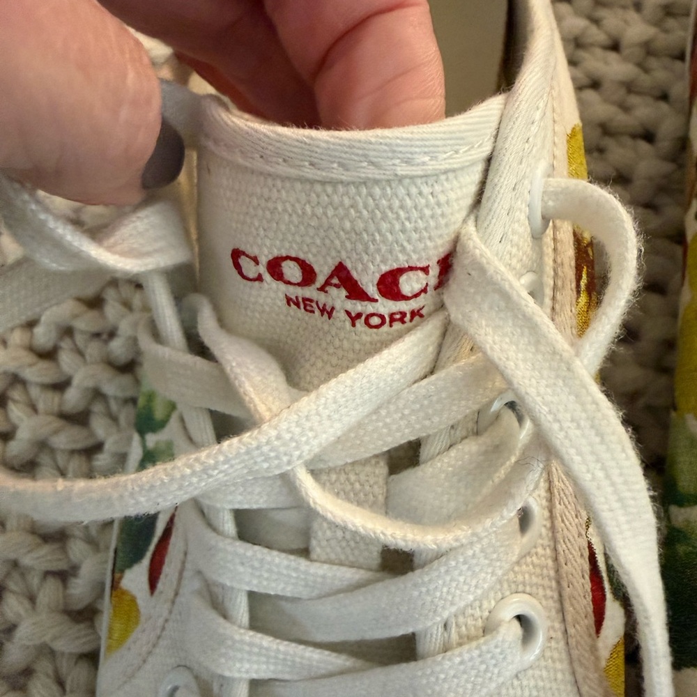 Coach White Floral Canvas Sneakers - Picture 12 of 15